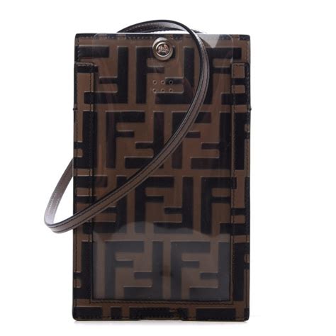 FENDI Calfskin FF 1974 Embossed Iphone X Lanyard Case 